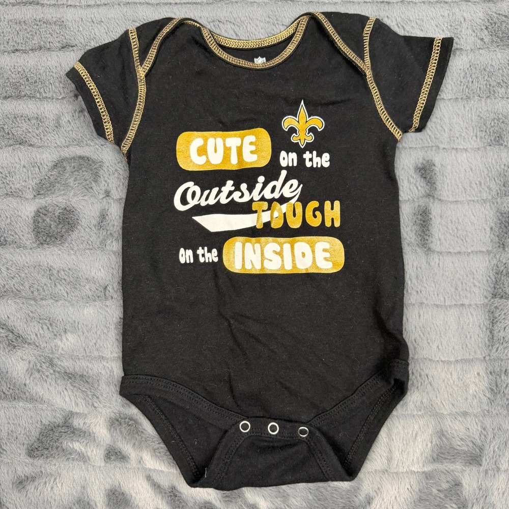 NFL Team Apparel New Orleans Saints Black Gold Baby Bodysuit 12M 14641